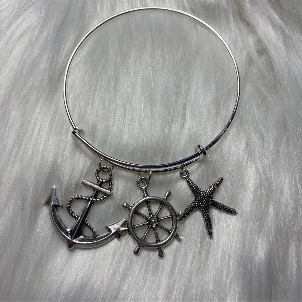 3 Set Silver Charm Bangles